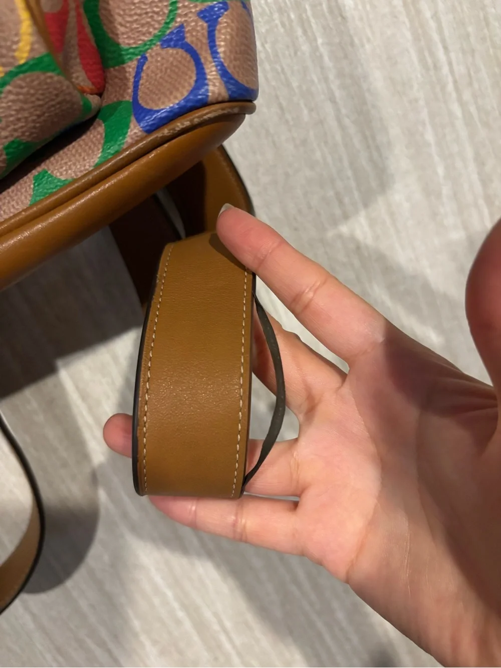 Coach Carrie Backpack tan and rainbow leather